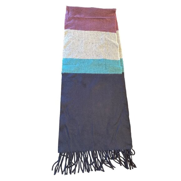 Colorblock Cashmere Scarf  Made In England  Multicolor - Picture 1 of 4